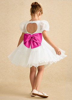 Azazie Debbie vestidos de niña de las flores Vestido de Marfil Fucsia de Organza de Princesa con Escote de Corazón image6