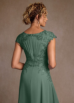 Azazie Crista Mother of the Bride Dresses Eucalyptus A-Line Lace Chiffon Dress image6