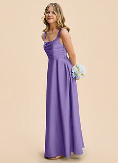Azazie Azaria Junior Tahiti A-Line Pleated Stretch Satin Dress image4