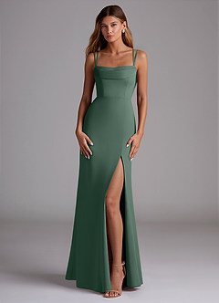 Azazie Callan Bridesmaid Dresses Sea Moss Mermaid Pleated Chiffon Convertible Dress image3
