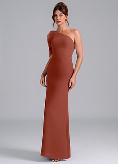 Azazie Rinna Bridesmaid Dresses Auburn Mermaid One Shoulder Chiffon Dress image3