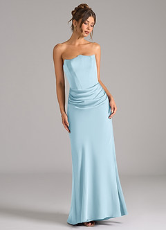 Azazie Debby Bridesmaid Dresses Sky Blue Mermaid Strapless Stretch Satin Convertible Dress image3