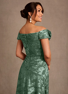 Azazie Bernadette Mother of the Bride Dresses Eucalyptus A-Line Off the Shoulder Floral Burnout Dress image5