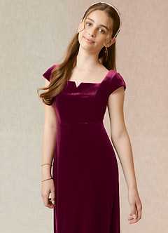 Azazie Gabi Junior Cabernet A-Line Velvet Dress image6