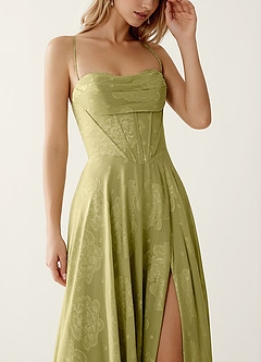 Clementigtle Celadon Embossed Clipped Jacquard Prom Dress image5