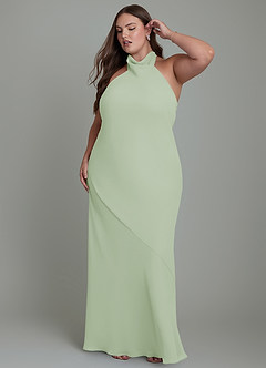 Azazie Velli Bridesmaid Dresses Dusty Sage Mermaid High Neck Chiffon Dress image11