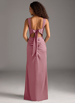 Azazie Jesaphine Bridesmaid Dresses Vintage Mauve Sheath Bow Stretch Satin Dress image5