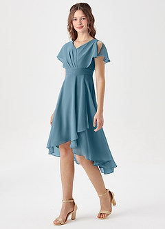 Azazie Graciela Junior Bermuda A-Line Pleated Chiffon Dress image1