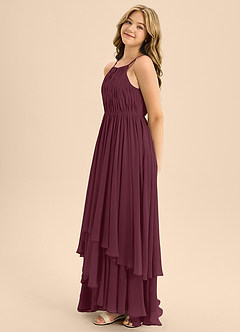 Azazie Elliora Junior Cabernet A-Line Pleated Chiffon Dress image6