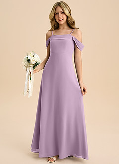 Azazie Anselie Junior Wisteria A-Line Off the Shoulder Chiffon Dress image4