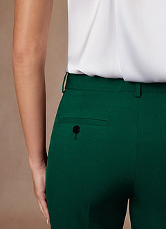 front Whitney Emerald Structured Stretch Cropped Dress Pants