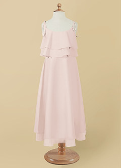 Azazie Temi Flower Girl Dresses Rose Petal A-Line Spaghetti Strap Chiffon Dress image10