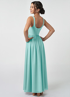 Azazie Keyla Junior A-Linie Plissee Chiffon Kleid Aqua image4