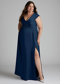 Azazie Allessia Abiti da damigella d'onore premaman Abito A-Line Plissettato Raso Elasticizzato Floor-Length image10