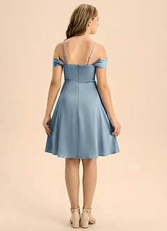 Azazie Anselie Junior Linia A Pofałdowany Satyna elastyczna Mini Młodsza druhna Sukienka image2