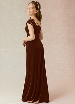Azazie Gabi Junior Umber A-Line Velvet Dress image2