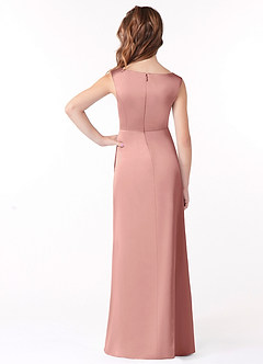 Azazie Sadia Junior Rosette A-Line Pleated Stretch Satin Dress image3