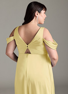 Azazie Rhea vestidos de dama de honor de maternidad Vestido de Corte En A Off The Shoulder Plisado Hasta el suelo Satén Elástico image13