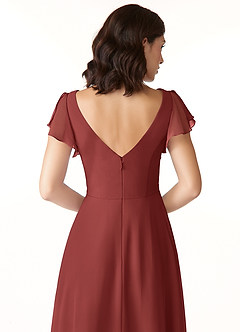 Azazie Omari Robes de demoiselle d'honneur Robe Trapèze en Mousseline de soie Terracotta image9