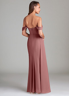 Azazie Amyra Robes de demoiselle d'honneur Robe Fourreau Convertible en Mousseline de soie Épaule décolletée Rose Du Désert image5