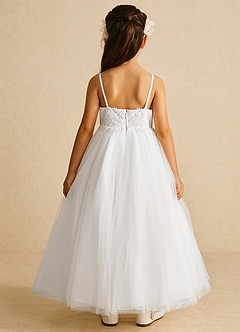 Azazie Buttercup Flower Girl Dresses Ivory A-Line Lace Tulle Dress image6
