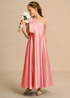 Azazie Guppy Junior Formal Flower Girl Klänningar Klä A-Line i Matt satäng Ena axeln image4