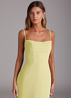 Azazie Saige Bridesmaid Dresses Lemon Sorbet A-Line Off the Shoulder Chiffon Convertible Dress image2