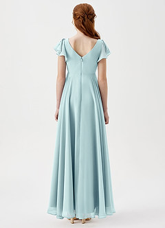 Azazie Caria Junior Sea Glass A-Line Pleated Chiffon Dress image4