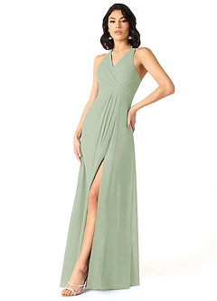 Azazie Danica Bridesmaid Dresses Dusty Sage A-Line Pleated Chiffon Dress image3