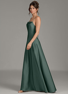 Azazie Eris Bridesmaid Dresses Sea Moss A-Line Pleated Stretch Satin Dress image5