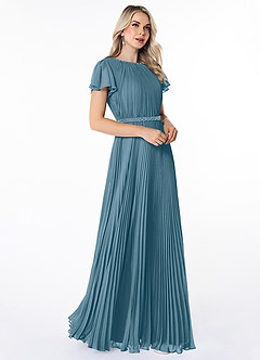 Azazie Kara Modest brudtärna klänningar Klänning A-Line Plisserad Golvlängd Chiffong image3