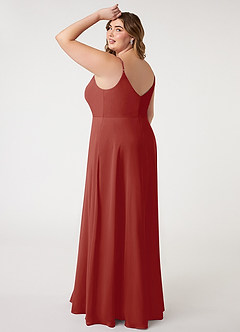 Azazie Daenerys Bridesmaid Dresses Terracotta A-Line Cowl Chiffon Dress image4