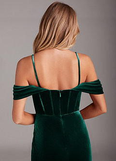 Azazie Jas Bridesmaid Dresses Emerald Sheath Off-The-Shoulder Corset Velvet Convertible Dress image8