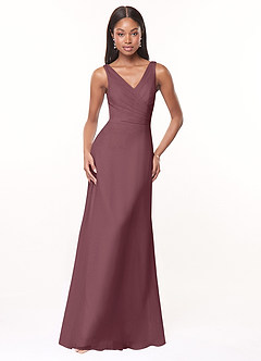 Azazie Nala Bridesmaid Dresses Sangria A-Line Pleated Chiffon Dress image1