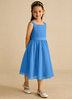 Azazie Ari Flower Girl Dresses Blue Jay A-Line Sleeveless Chiffon Dress image5