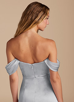 Azazie Amyra Robes de demoiselle d'honneur Robe Sirène Convertible en Satiné métallisé Encolure en Forme de Cœur Argent image3