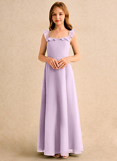 Azazie Chip Girls Formal Flower Girl Dresses Frosted Lilac A-Line Sleeveless Chiffon Dress image4