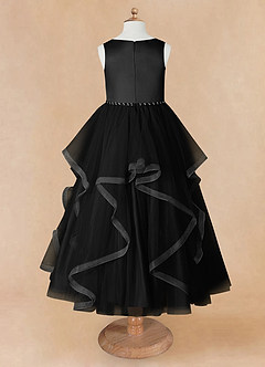Azazie Sofia Flower Girl Dresses Black A-Line Beaded Tulle Dress image9