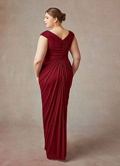 Azazie Lisolette Final Sale Burgundy Sheath Pleated Mesh Dress image12