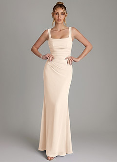 Azazie Agustina Bridesmaid Dresses White Alabaster Mermaid Corset Chiffon Dress image3