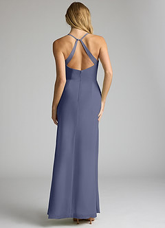 Azazie Becca Bridesmaid Dresses Stormy Sheath V-Neck Chiffon Dress image5