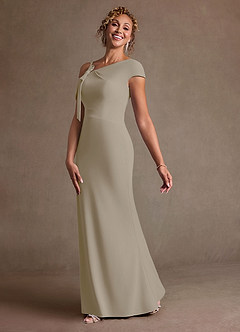 Azazie Rachael 신부의 어머니 드레스 쉬스 오프 더 숄더 스트레치 크레이프 플로어 길이 드레스 image4