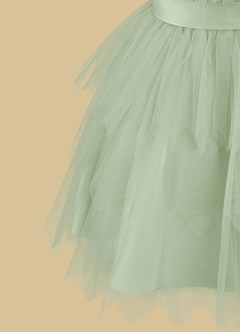 Azazie Chica Flower Girl Dresses Dusty Sage A-Line Lace Tulle Dress image11