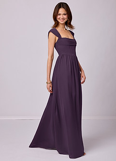 Barbie ♥ Azazie Bridesmaid Dresses Plum A-Line Corset Chiffon Dress image3