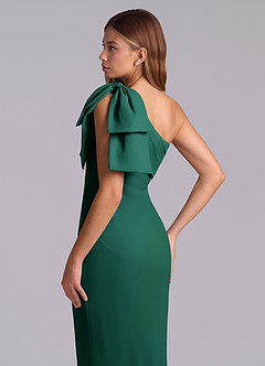 Azazie Yuanna Bridesmaid Dresses Emerald Mermaid One Shoulder Chiffon Dress image8