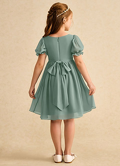 Azazie Jolie Blumenmädchenkleider A-Linie mit ärmel Chiffon Kleid Silberner Salbei image2