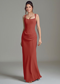 Azazie Niamh Bridesmaid Dresses Terracotta Mermaid Corset Chiffon Dress image4