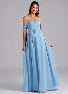 Azazie Saige Maternity Bridesmaid Dresses A-Line Pleated Chiffon Floor-Length Dress image4