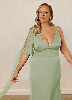 Christian Siriano Bridal for Azazie 1011 Bridesmaid Dresses Plunging Stretch Satin Mermaid Dress image13