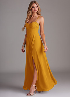 Azazie Breonna Bridesmaid Dresses Butterscotch A-Line Sweetheart Neckline Chiffon Dress image3